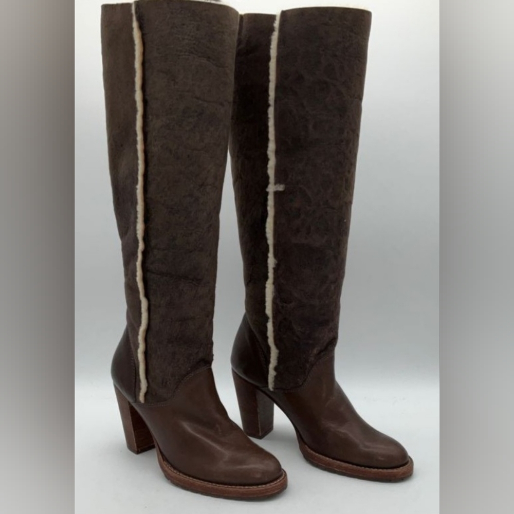 Michael Kors MK Shearling Fleece Brown Leather Women's Boots 6.5 - Picture 3 of 7